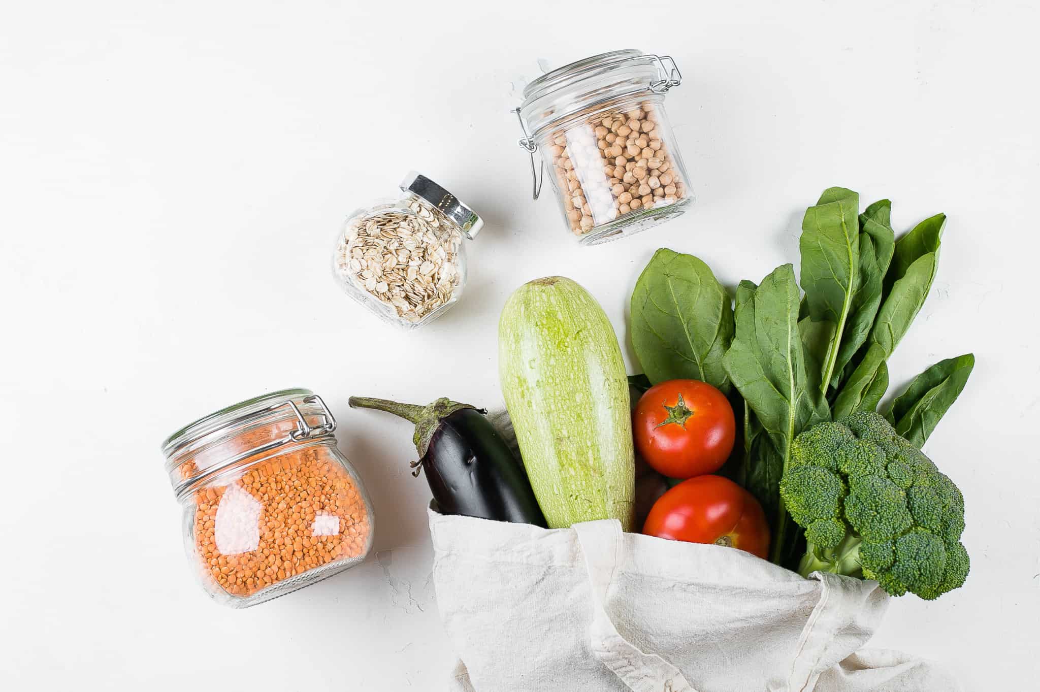 saco de alimentos frescos vegetais leguminosas