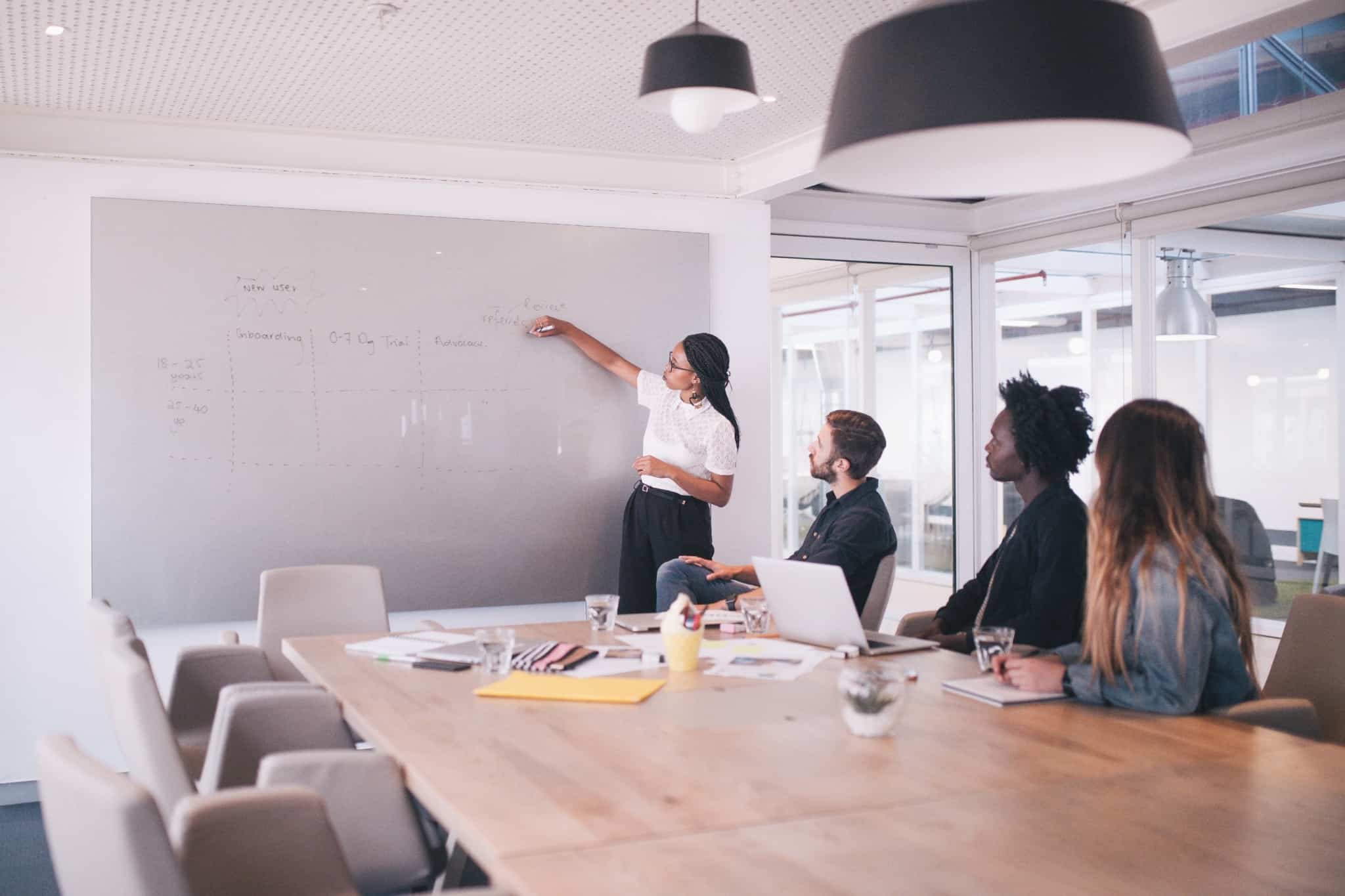 reuniao de brainstorming com 3 pessoas