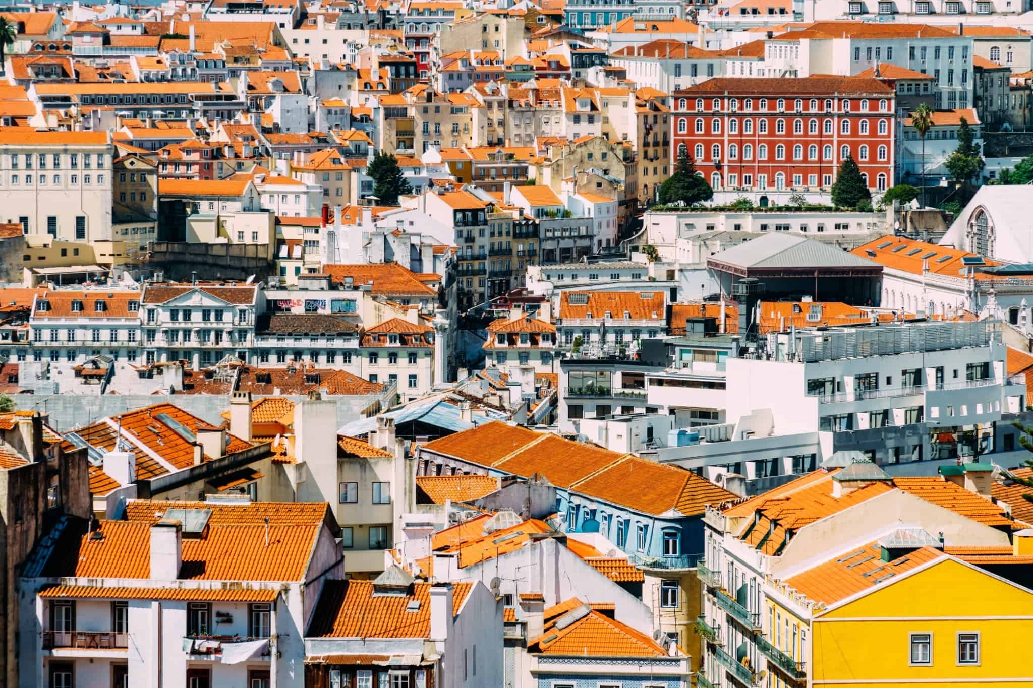 vista aérea de Lisboa - casas