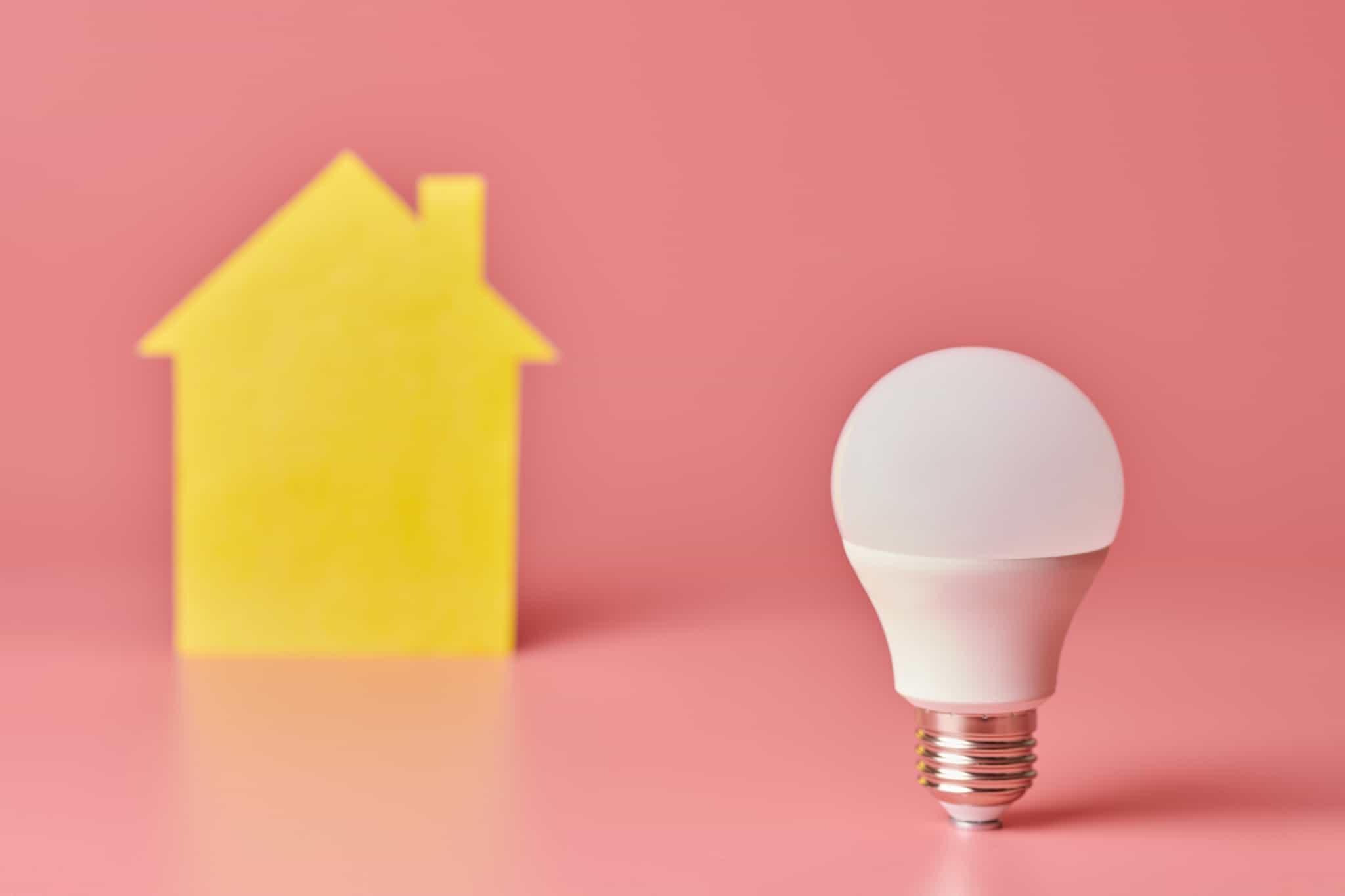 certificado energético ilustrado com uma casa e uma lampada