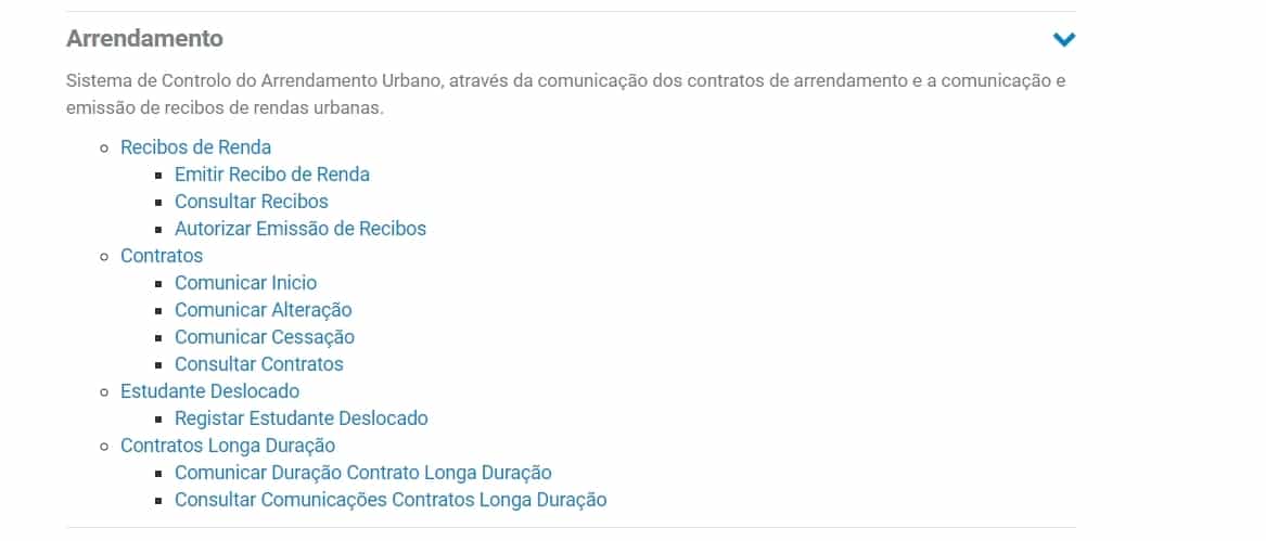 Imagem do portal das Finanças para ajudar a perceber onde pode verificar os recibos de renda.