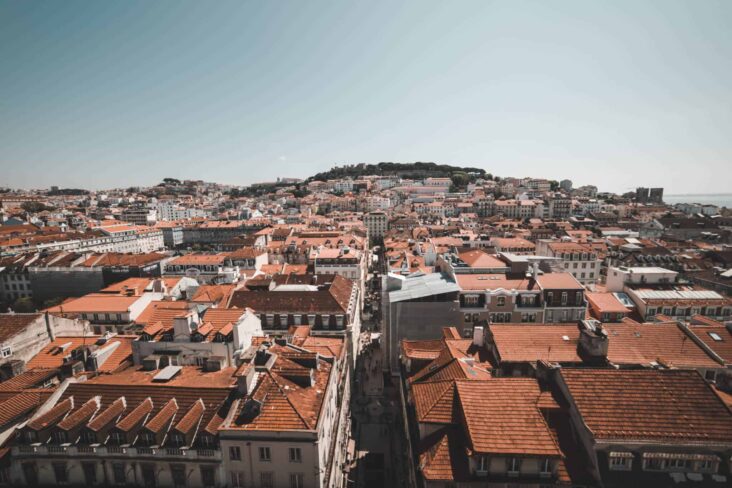 Vista aérea sobre Lisboa.