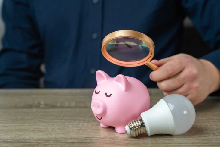 imagem com uma lupa, um porquinho mealheiro e uma lâmpada a ilustrar como escolher o melhor fornecedor de eletricidade para poupar