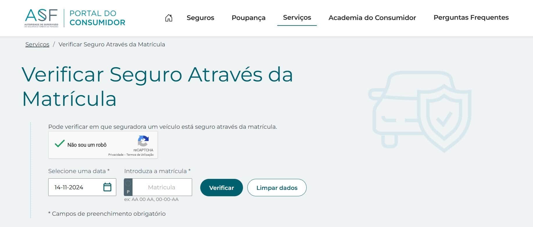 Portal do Consumidor - Verificar Seguro Através da Matrícula